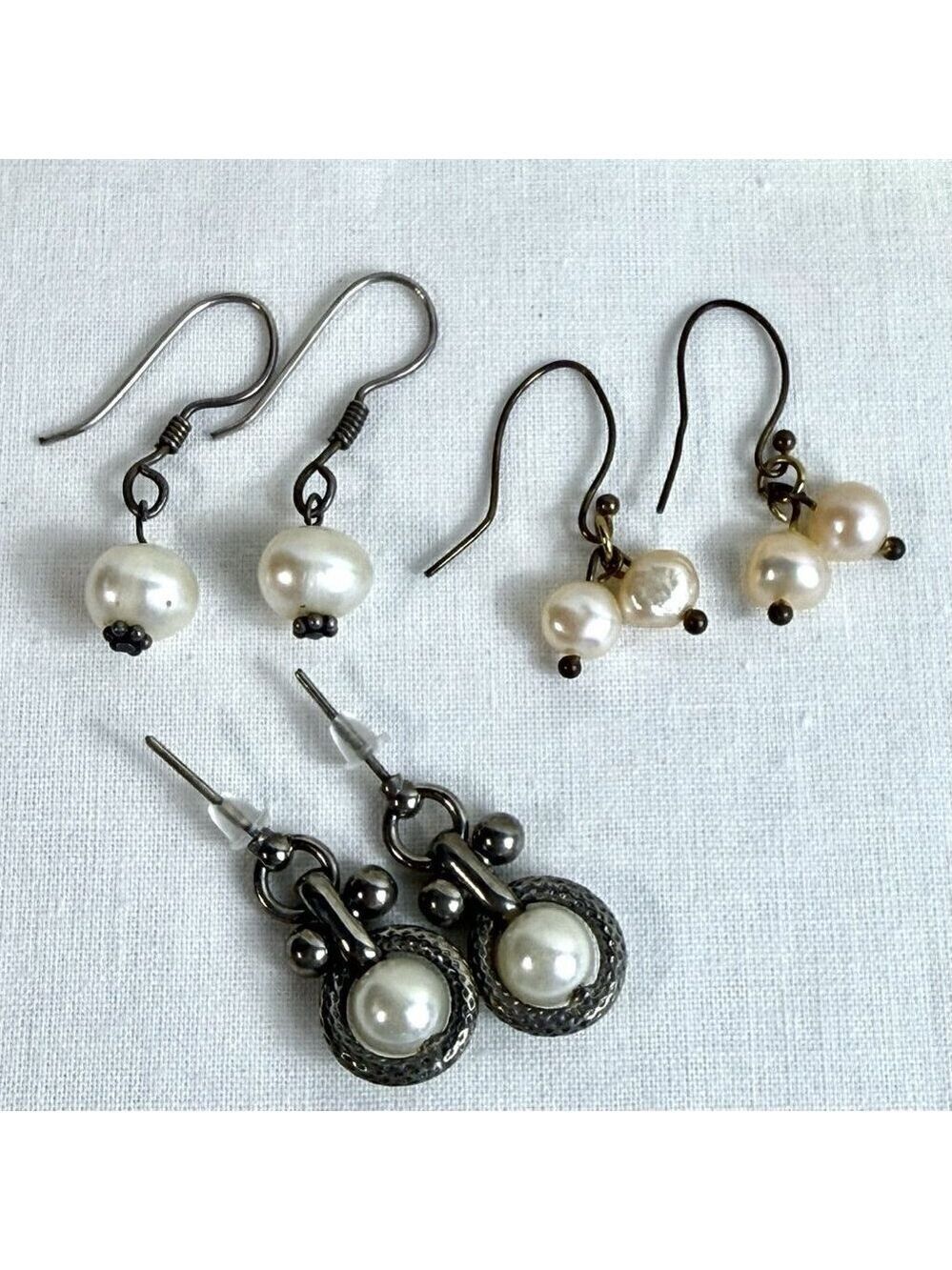 Pearl Dangle Earrings Lot of 3 Vintage Jewelry